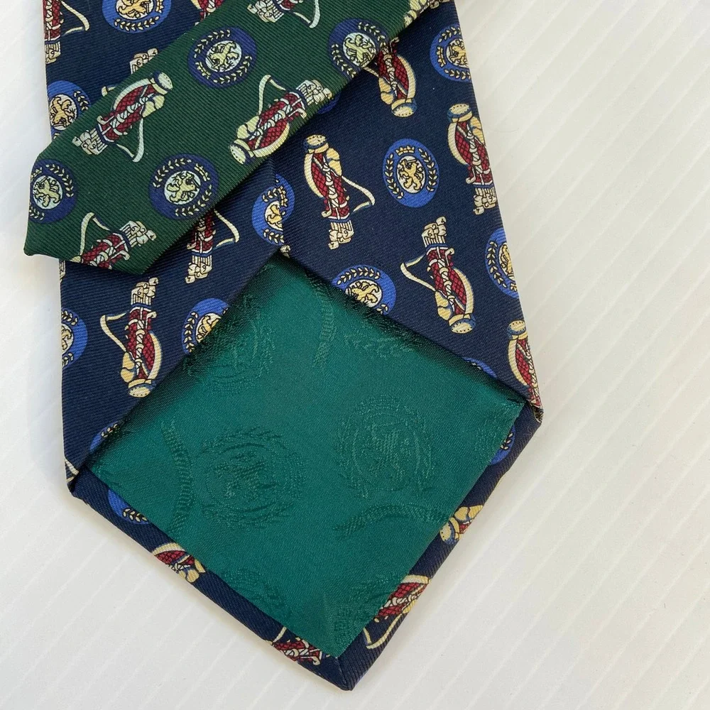 Tommy Hilfiger Navy Blue Green‎ Golf Club Silk Mens Tie